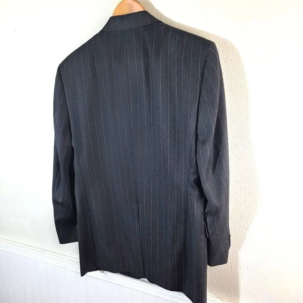 Burberry London Mens Pinstripe Blazer Sport Coat Union Made USA Gray